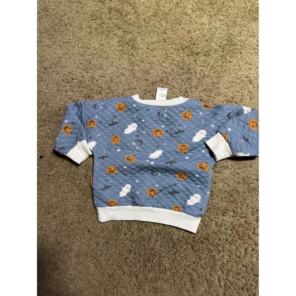 Lila & Jack Baby Halloween Quilted Sweatshirt Blue Ghost Pumpkin 12-18M AT7341 - Picture 3 of 4